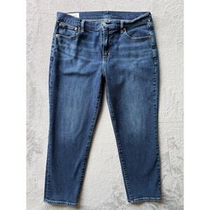 Gap Women Girlfriend Jeans 14R Blue Mid Rise Stretch Denim Casual Classic Staple
